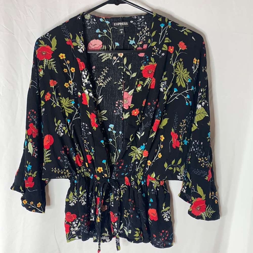 Express black floral shirt